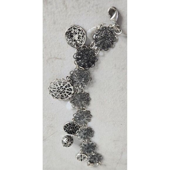 Silvertone Dangly Bracelet-9" - Picture 4 of 4